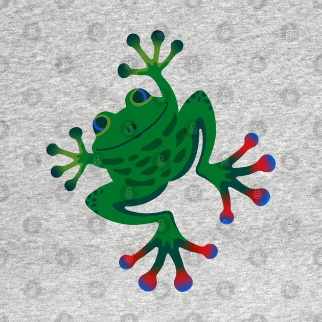 FROGGY SAYS HELLO Cute Smiling Jumping Green Frog Amphibian with Big Feet - UnBlink Studio by Jackie Tahara by UnBlink Studio by Jackie Tahara